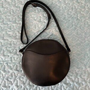 Black Portland Leather Large Circle Crossbody
